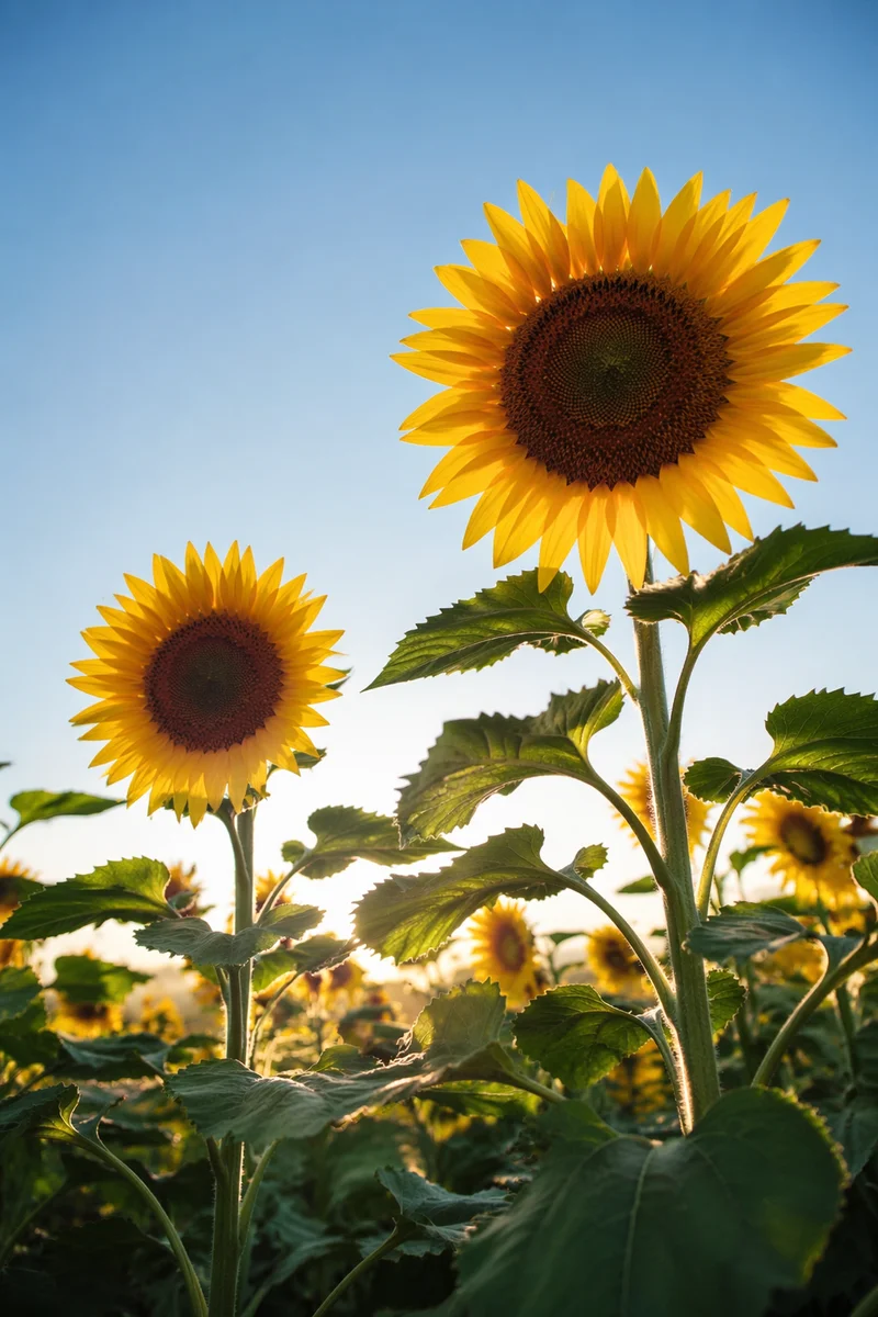 Bright Summer Sunflowers Under Blue Sky