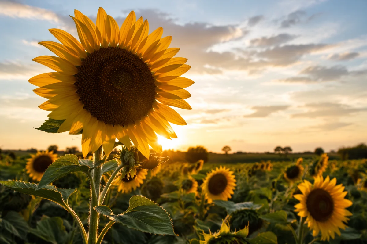 Golden Hour Sunflower Field in Summer
