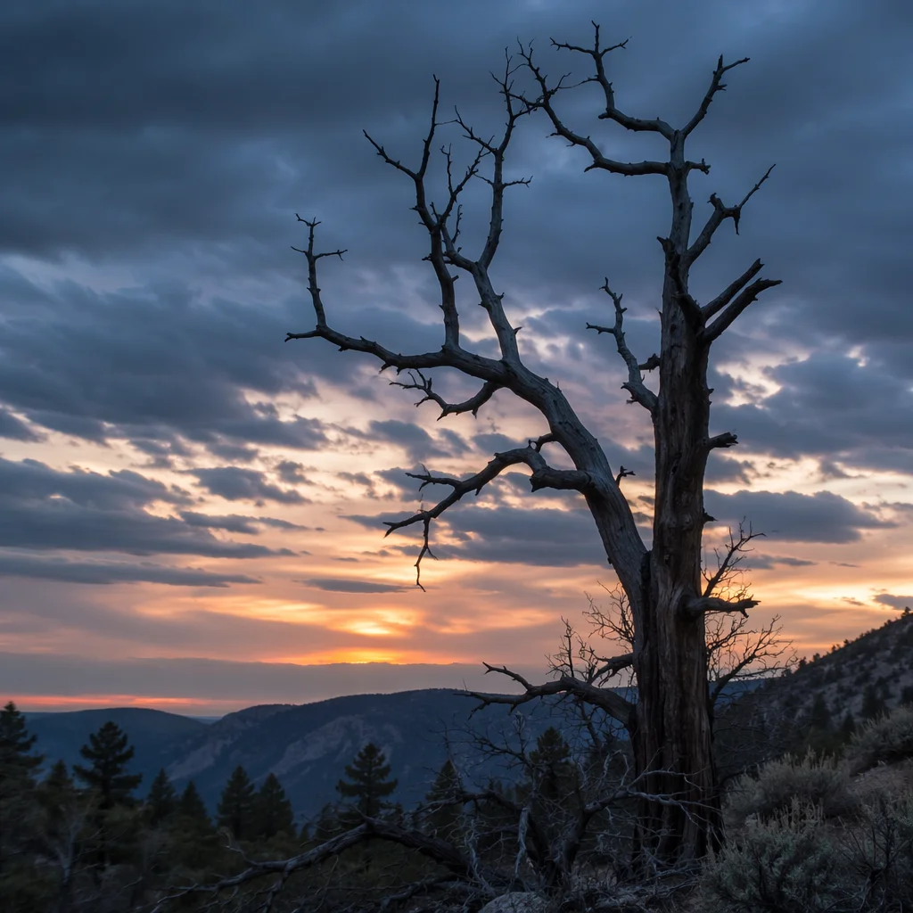 Dramatic Tree Silhouette at Sunset Sky