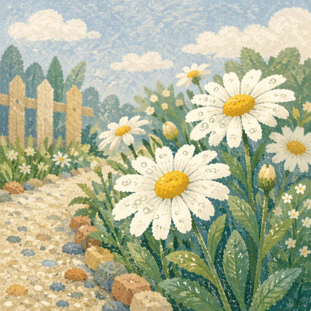 White Daisy Garden at Morning Light