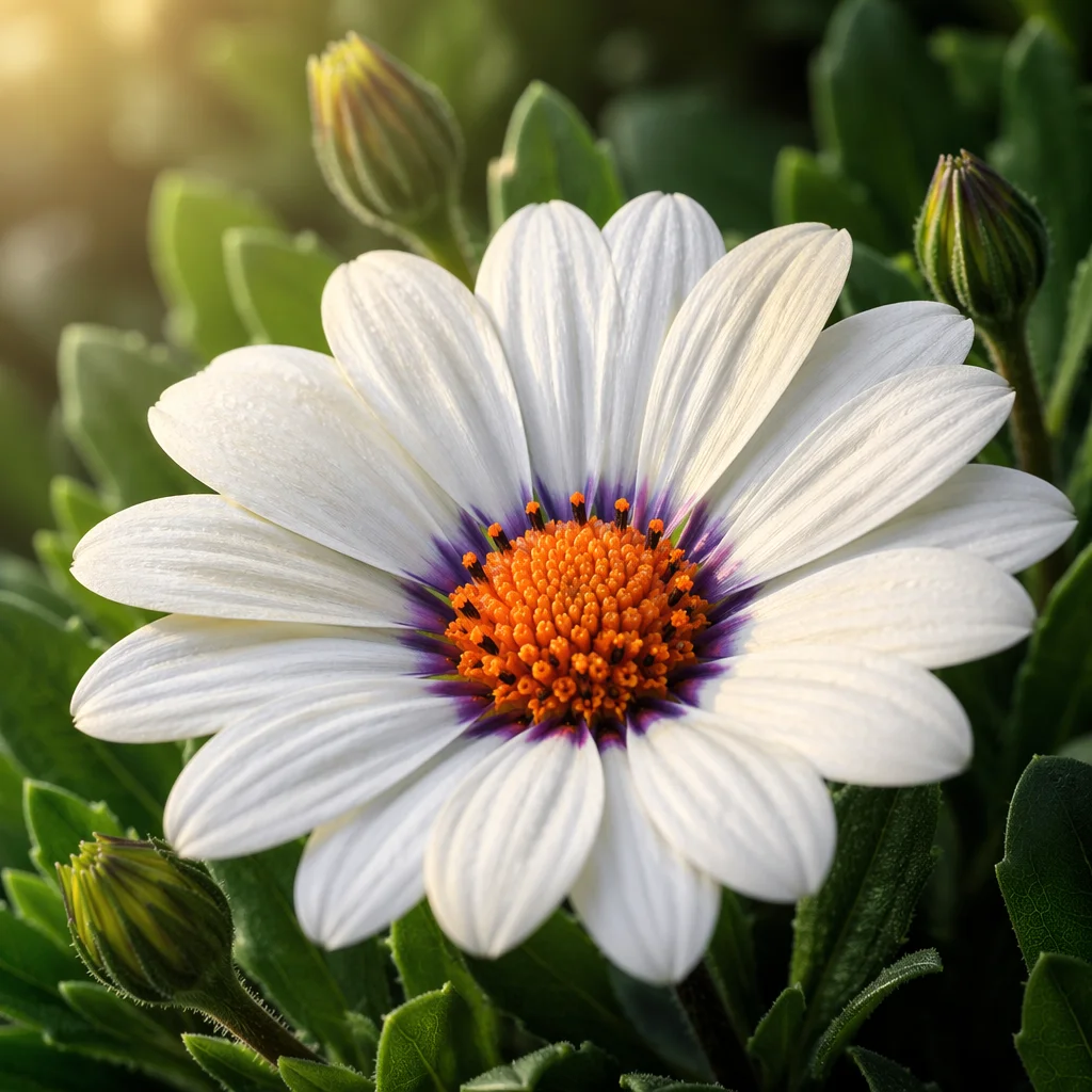 White Daisy Bloom in Simple Garden