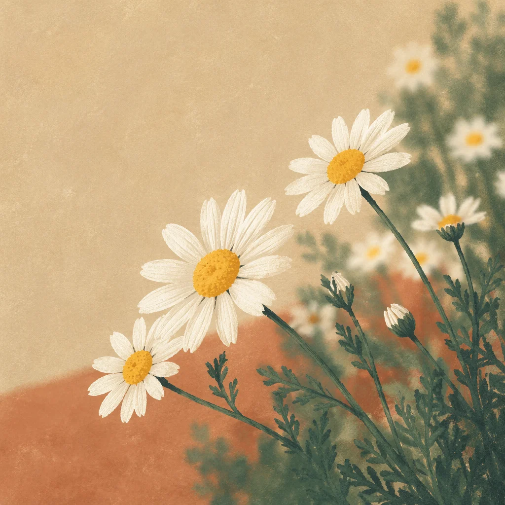 White Daisy Flowers in Quiet Garden