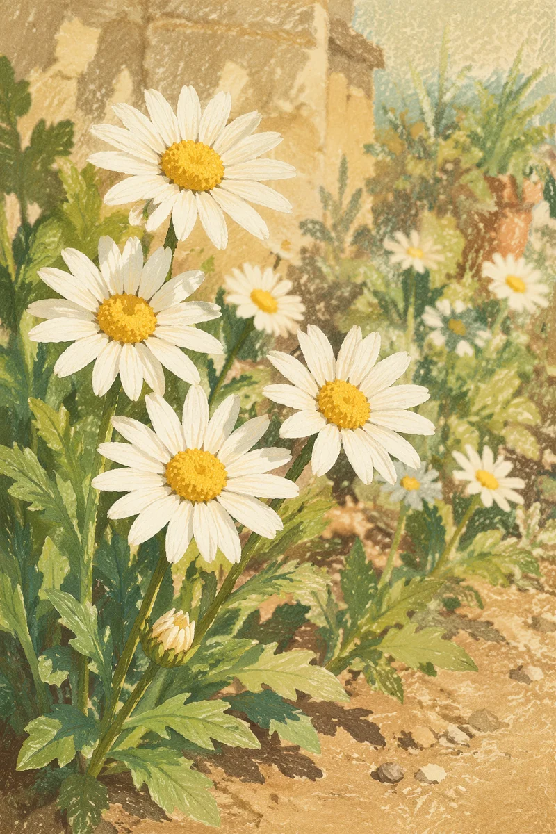 White Daisy Flowers in Peaceful Garden