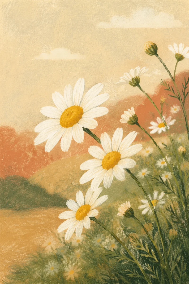 White Daisy Flowers in Quiet Garden