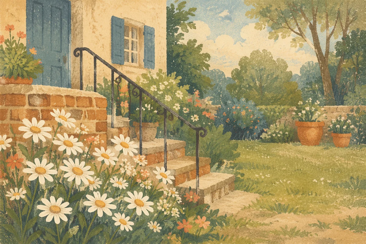 White Daisy Cottage Garden in Spring