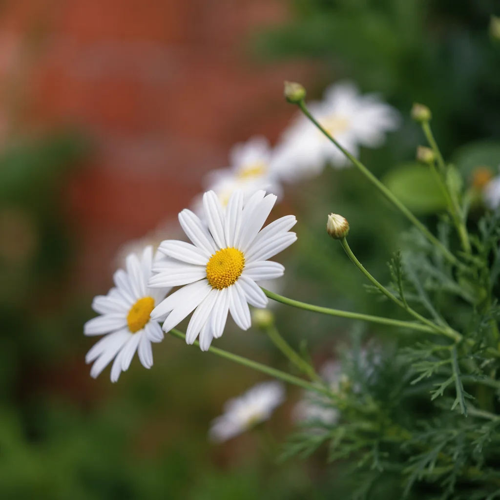 White Daisy Flowers in Quiet Garden