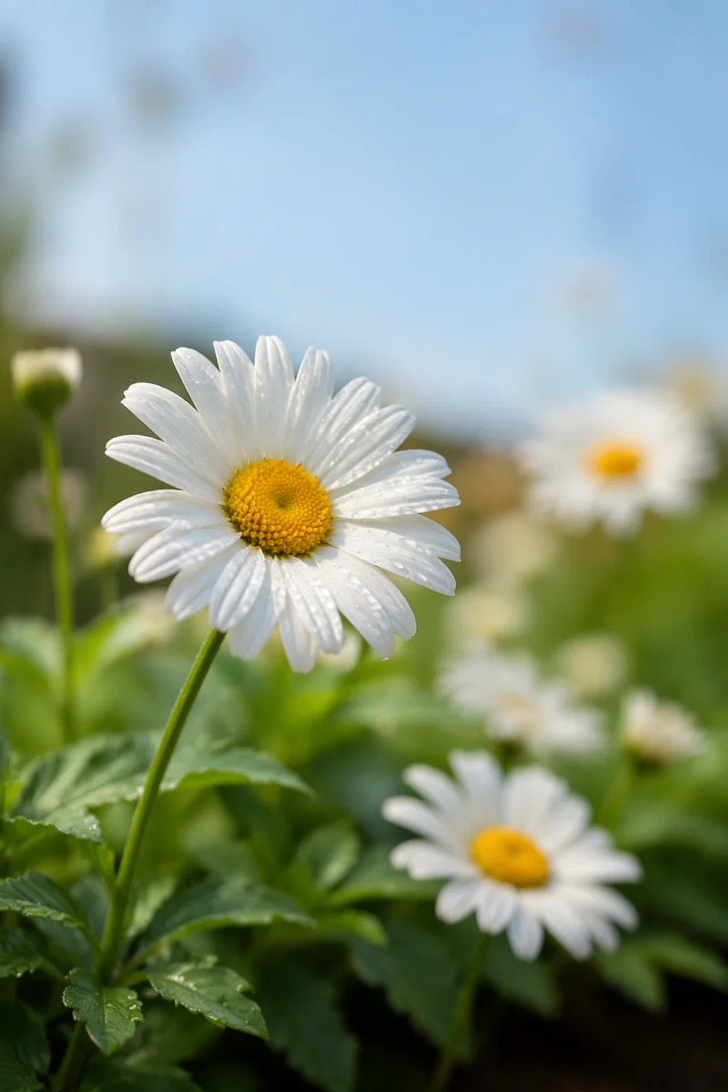 White Daisy Flowers in Simple Garden
