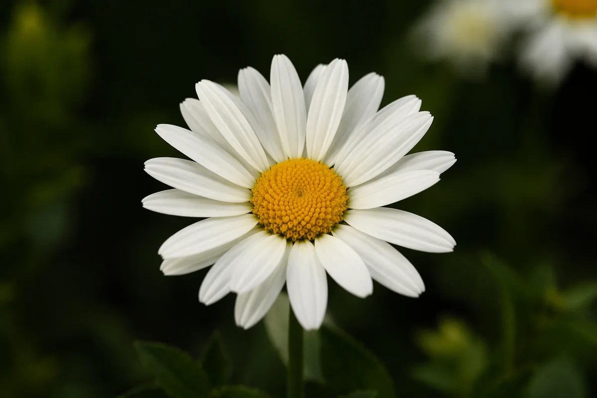 White Daisy Bloom in Simple Garden