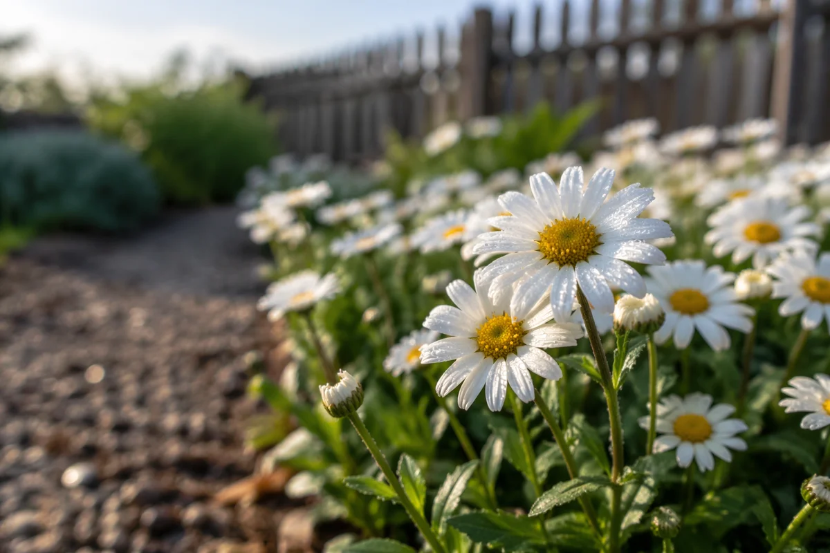 White Daisy Garden at Sunrise