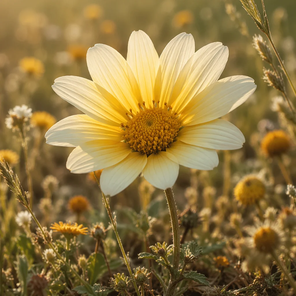Golden Wildflower in Peaceful Meadow Light