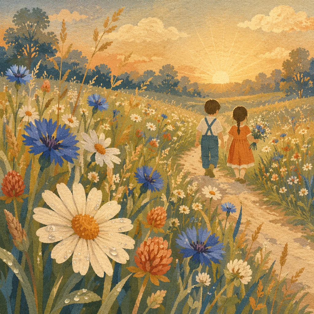 Early Summer Wildflower Meadow at Sunrise