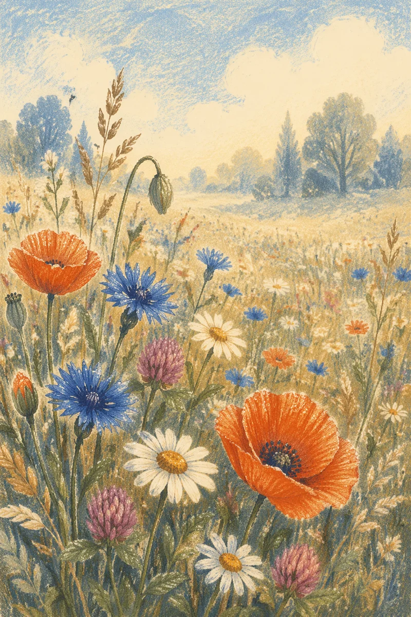 Morning Wildflower Meadow in Mixed Bloom