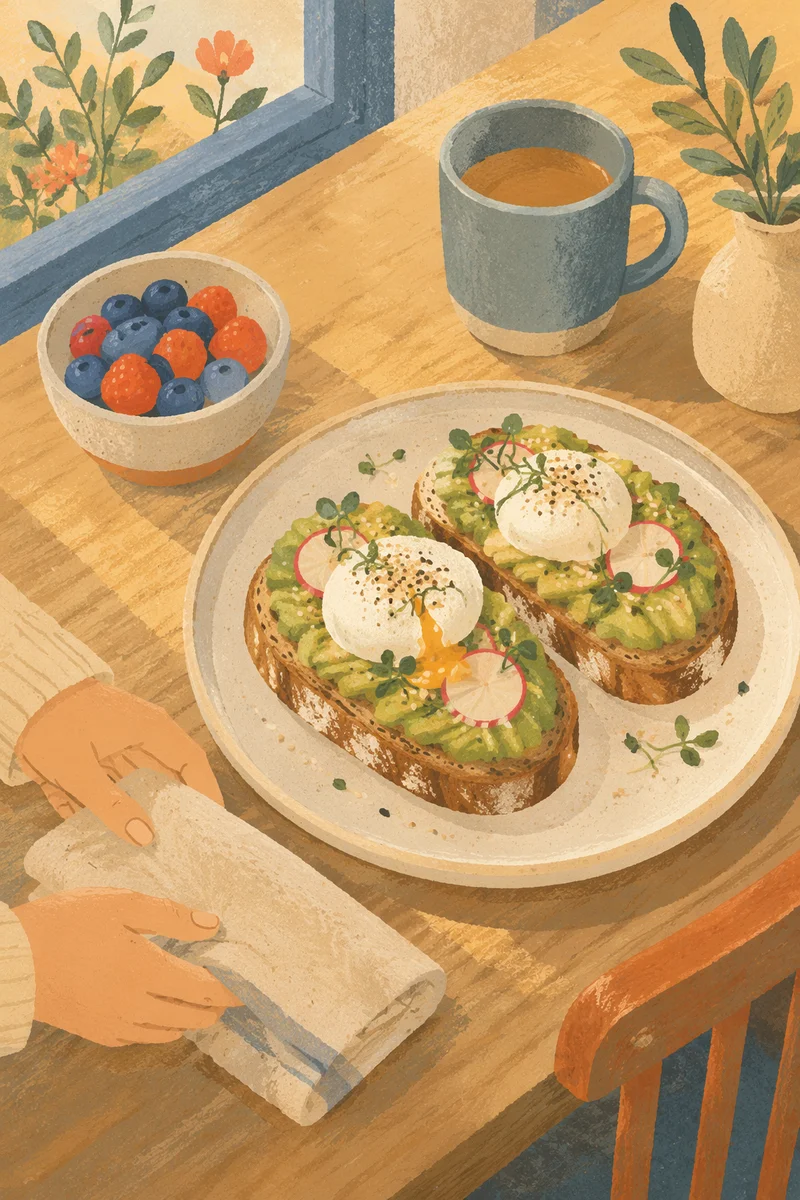 Trendy Avocado Toast Brunch With Soft Egg