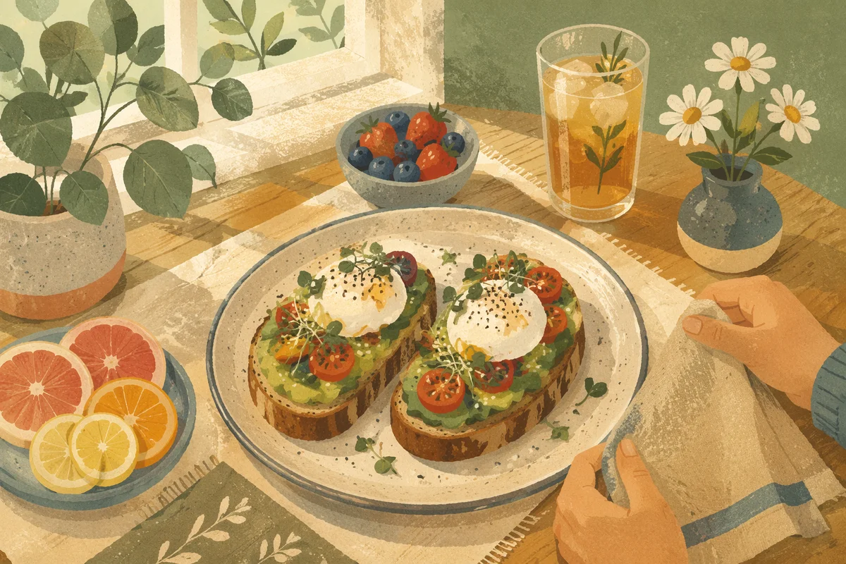 Healthy Avocado Toast Brunch Flat Lay