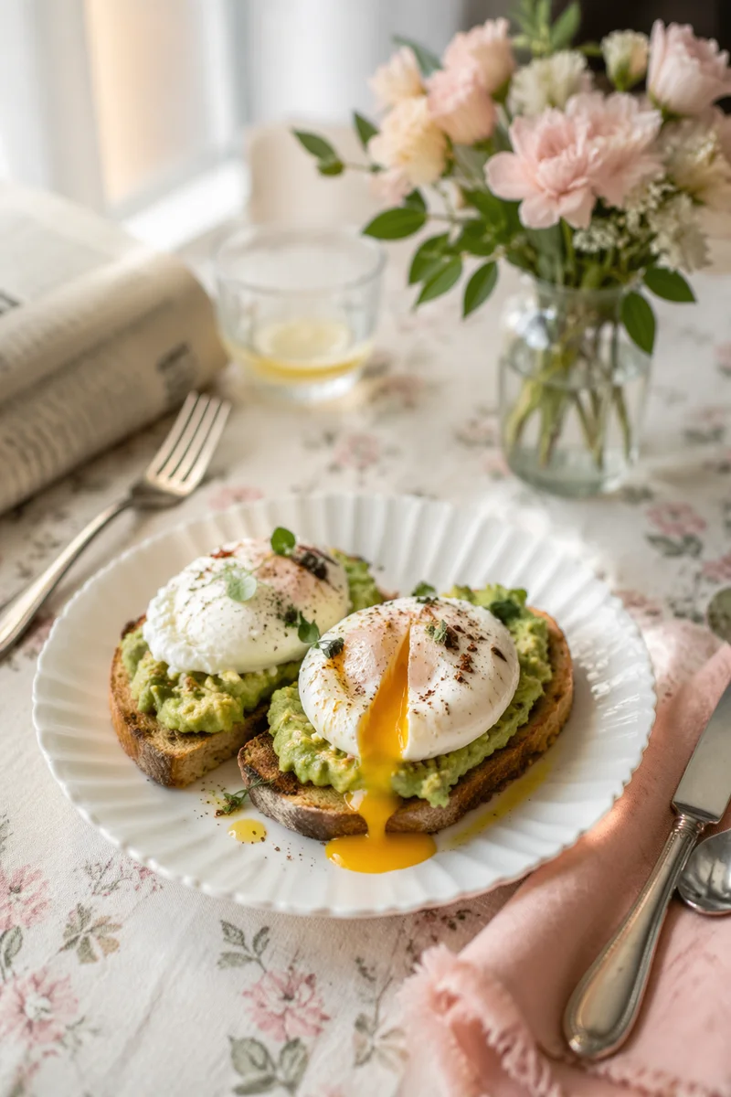 Trendy Avocado Toast Brunch with Poached Eggs