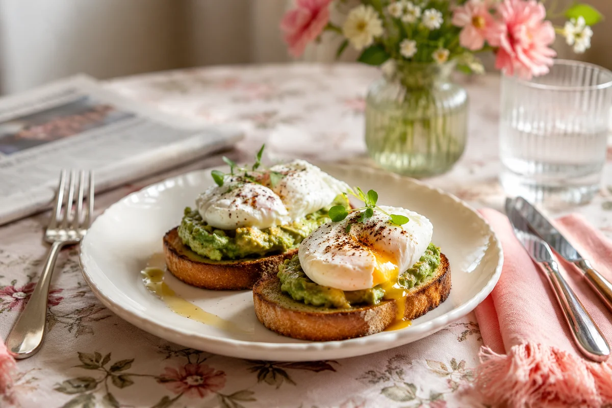 Trendy Avocado Toast Brunch with Poached Eggs