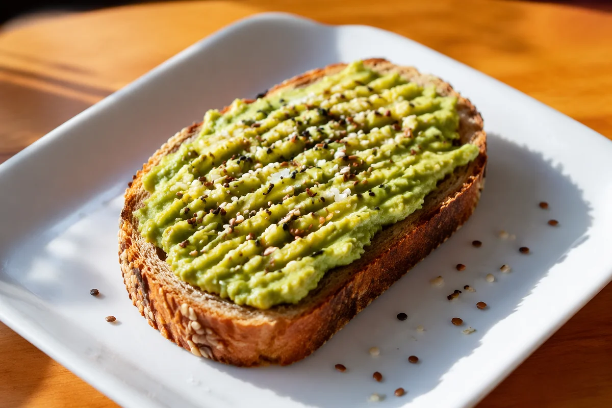 Trendy Avocado Toast Brunch on White Plate