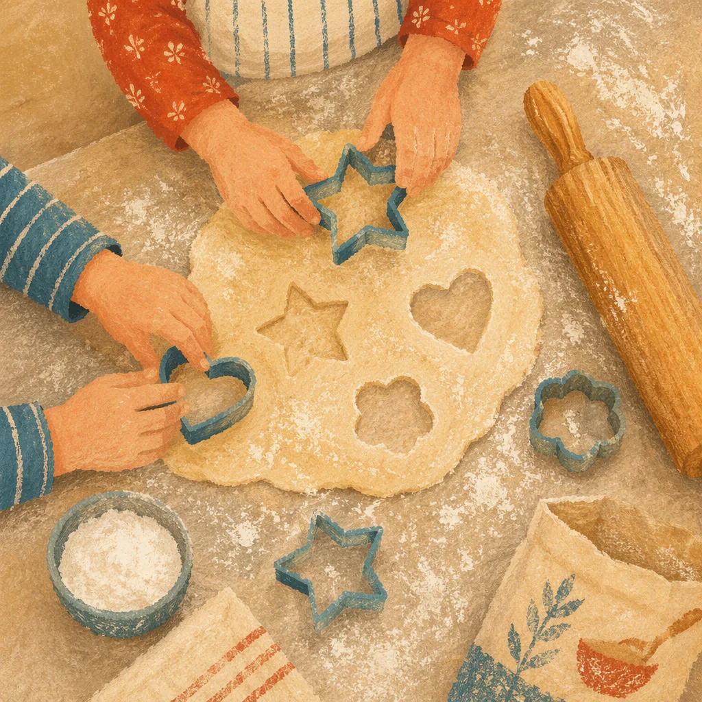 Children Baking Cookies in Cozy Kitchen