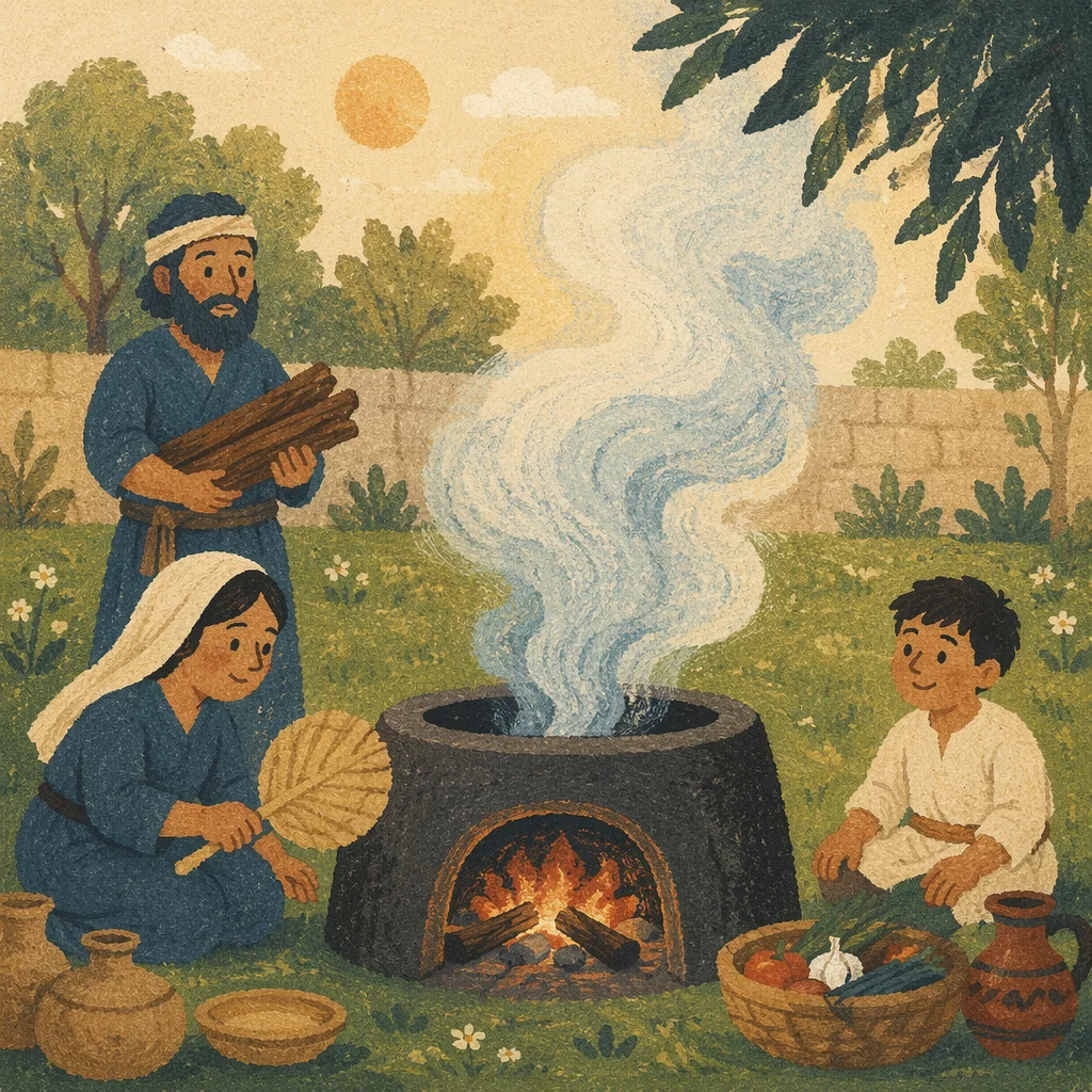 Smoky Charcoal Grill at Summer Cookout