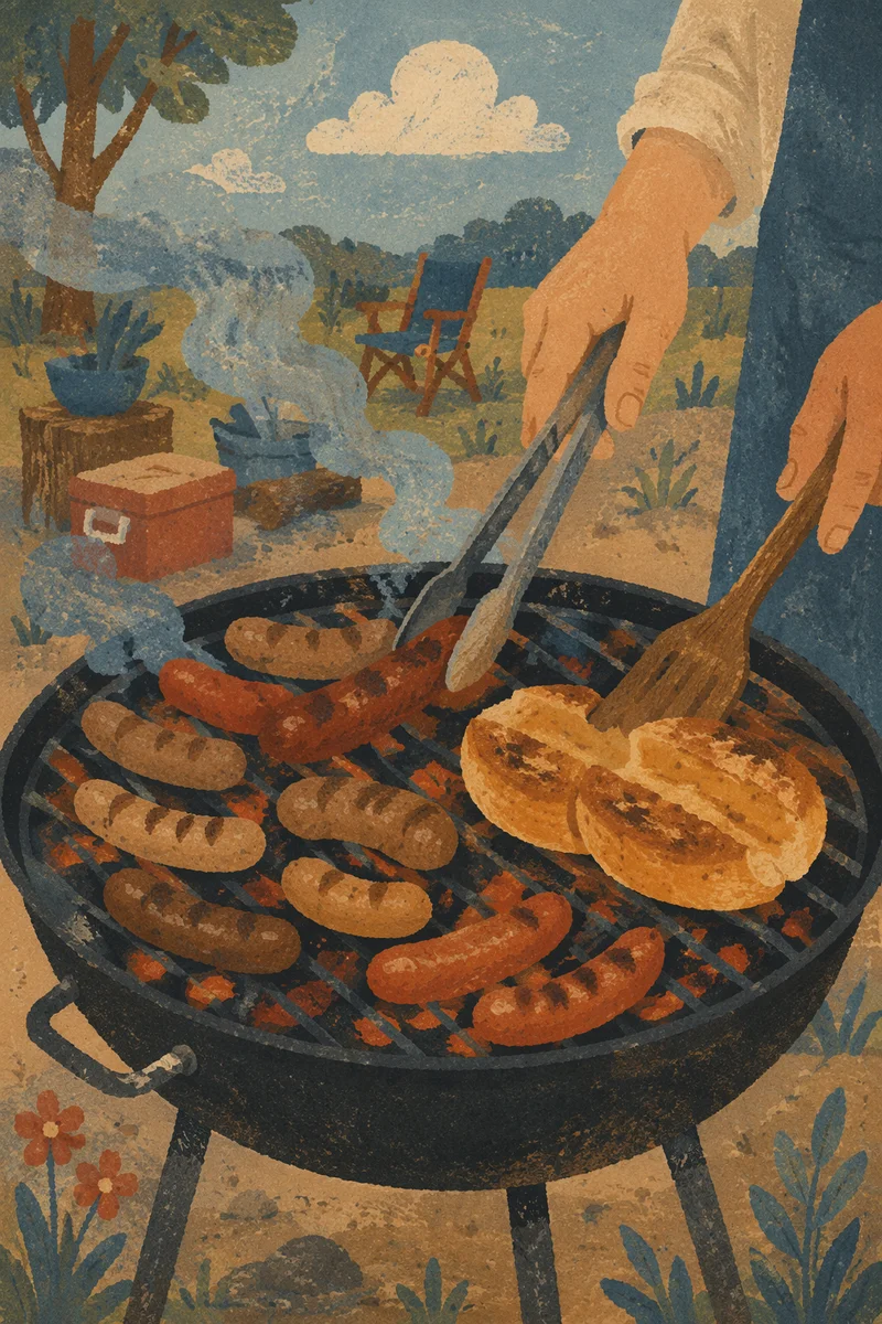 Rustic Summer Barbecue Grill Close-Up