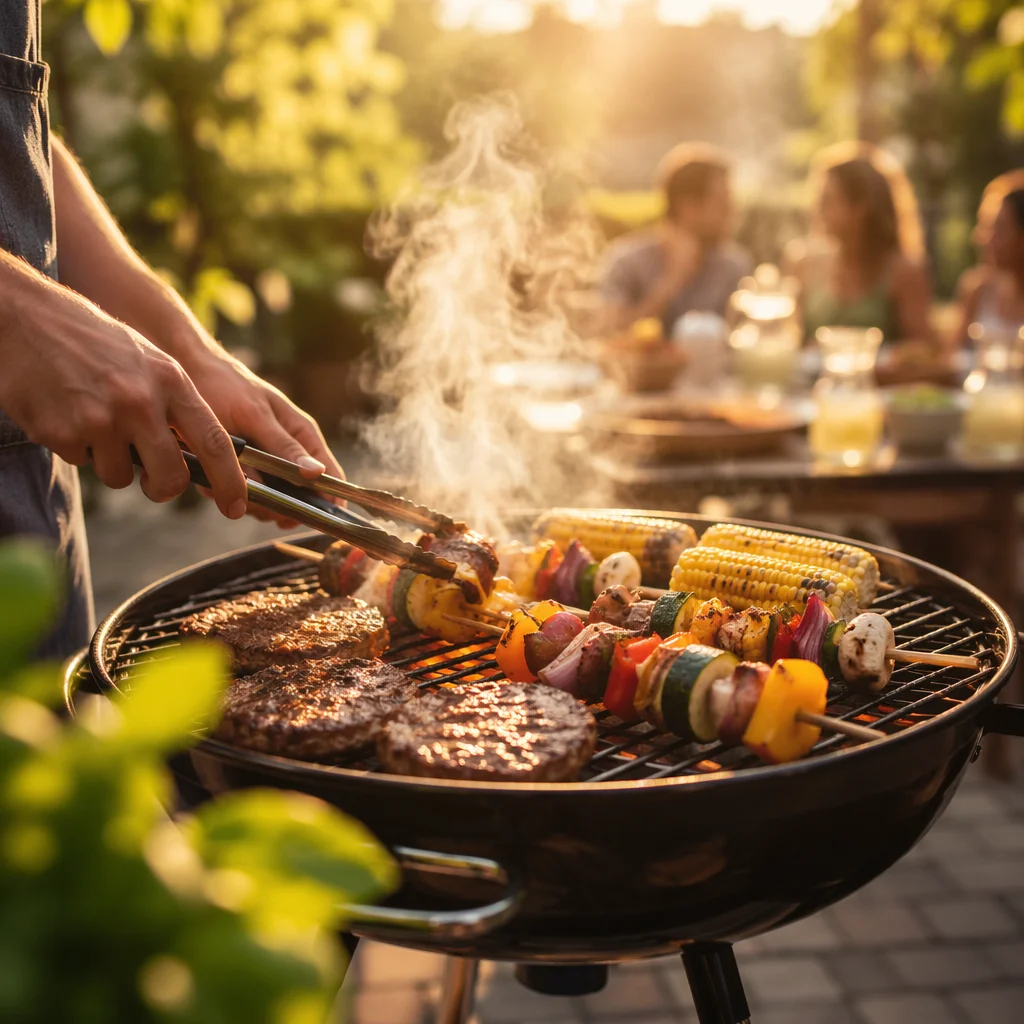 Summer Backyard Barbecue Grill Cookout Scene