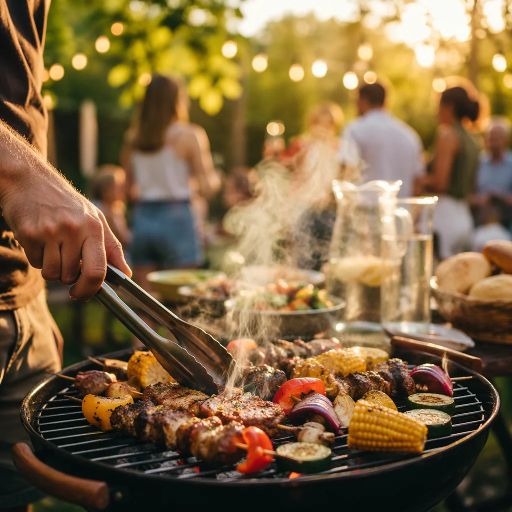 Outdoor Summer Barbecue Grill Party Scene