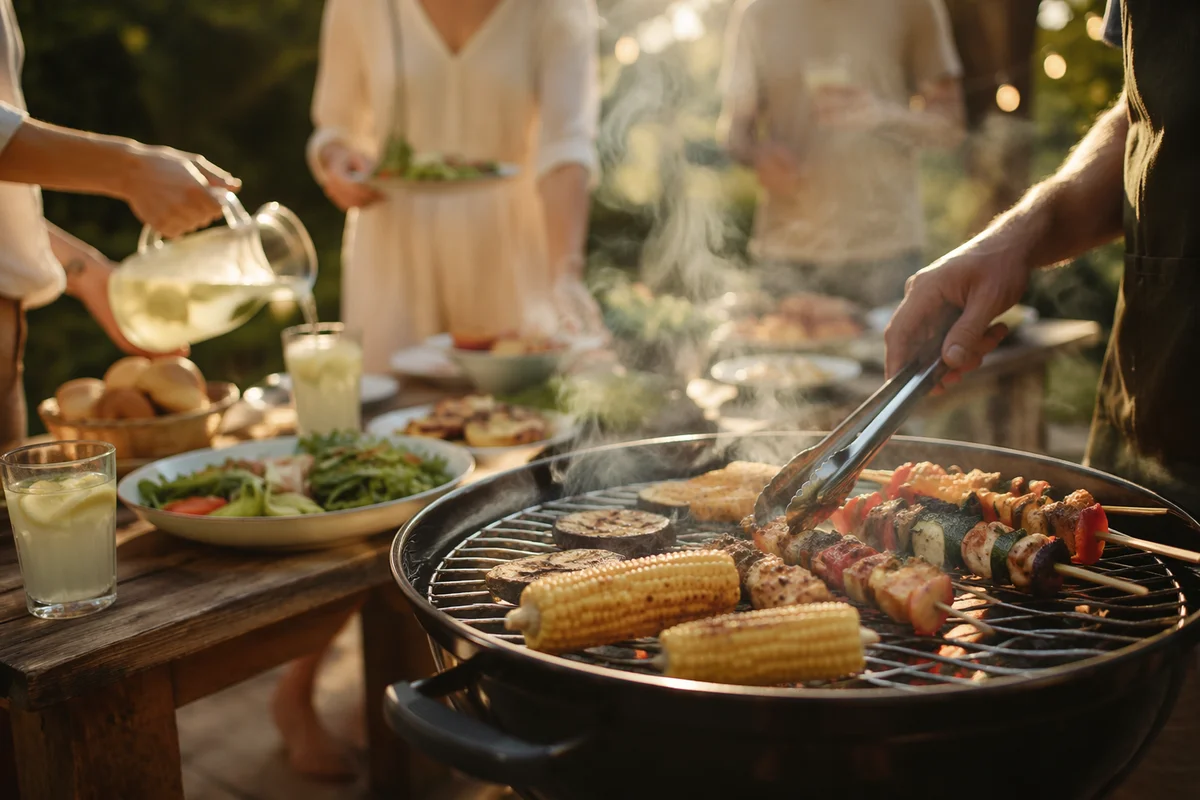Outdoor Summer Barbecue Grill Party Scene