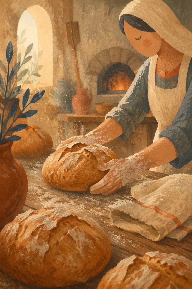 Fresh Artisan Loaves in Morning Bakery