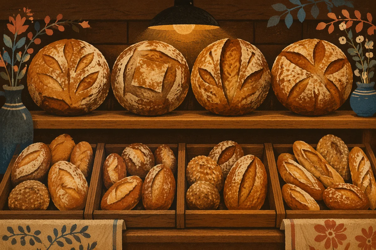 Warm Artisan Bread Bakery Display
