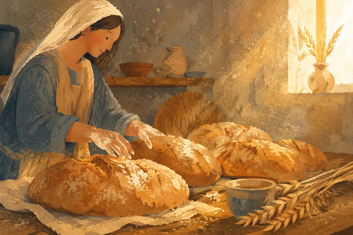Fresh Artisan Loaves in Rustic Bakery