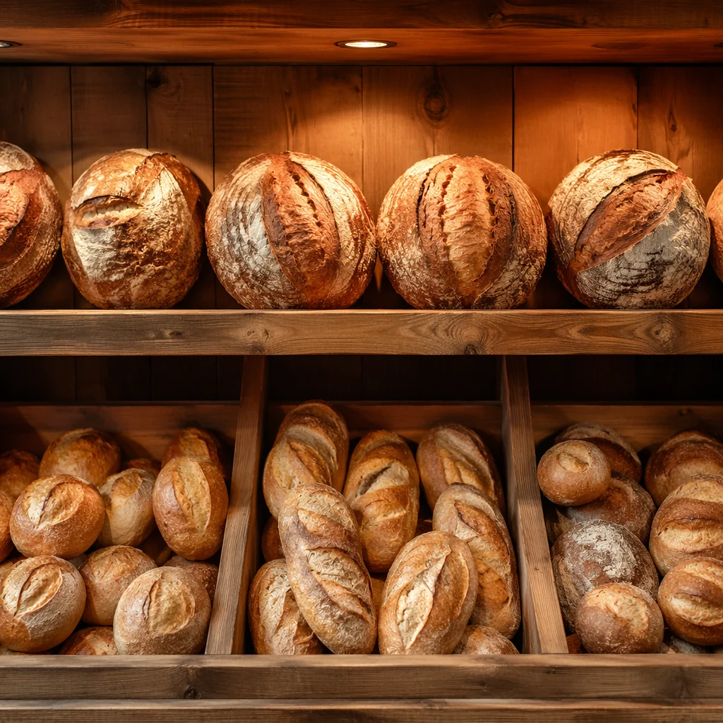 Warm Artisan Bakery Bread Display