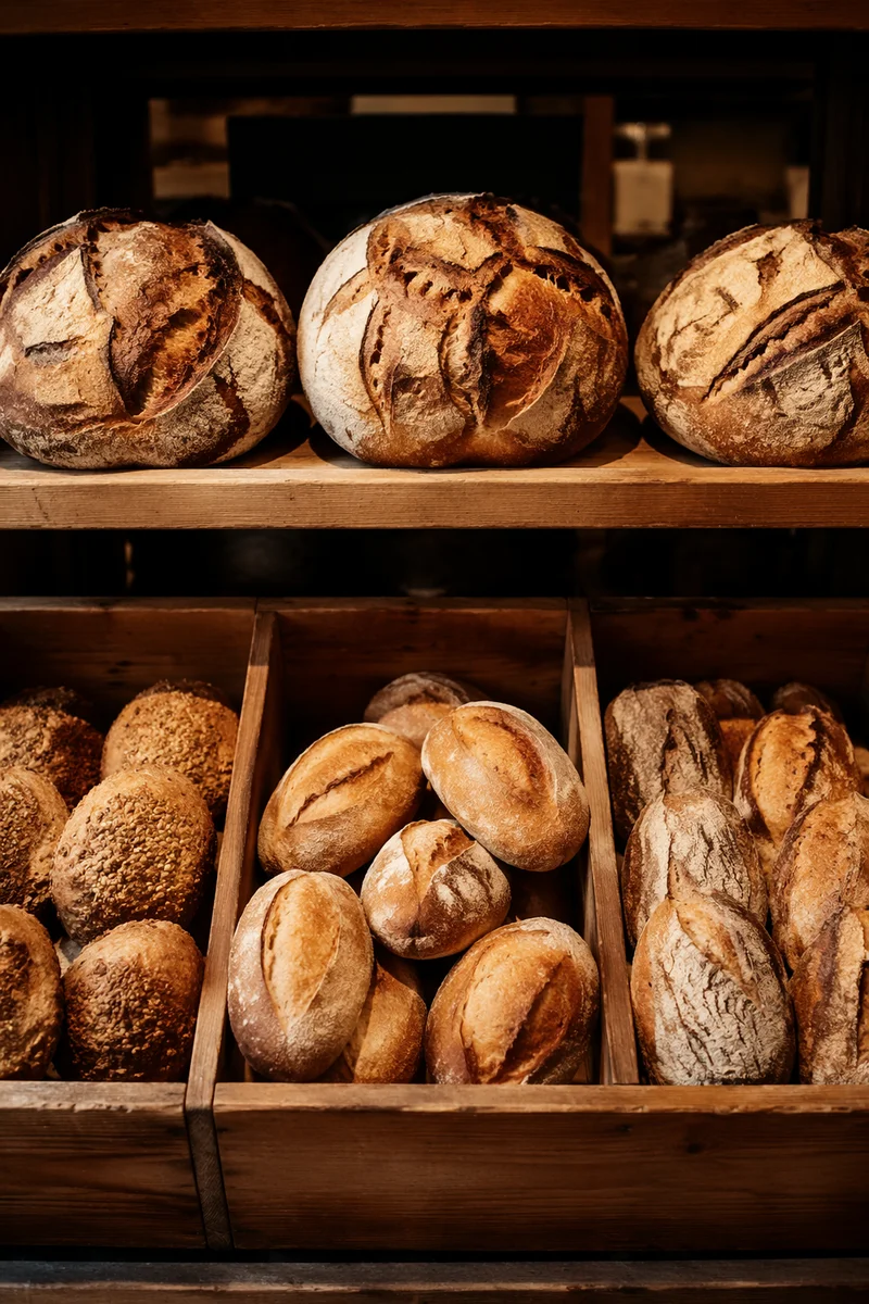 Warm Artisan Bakery Bread Display