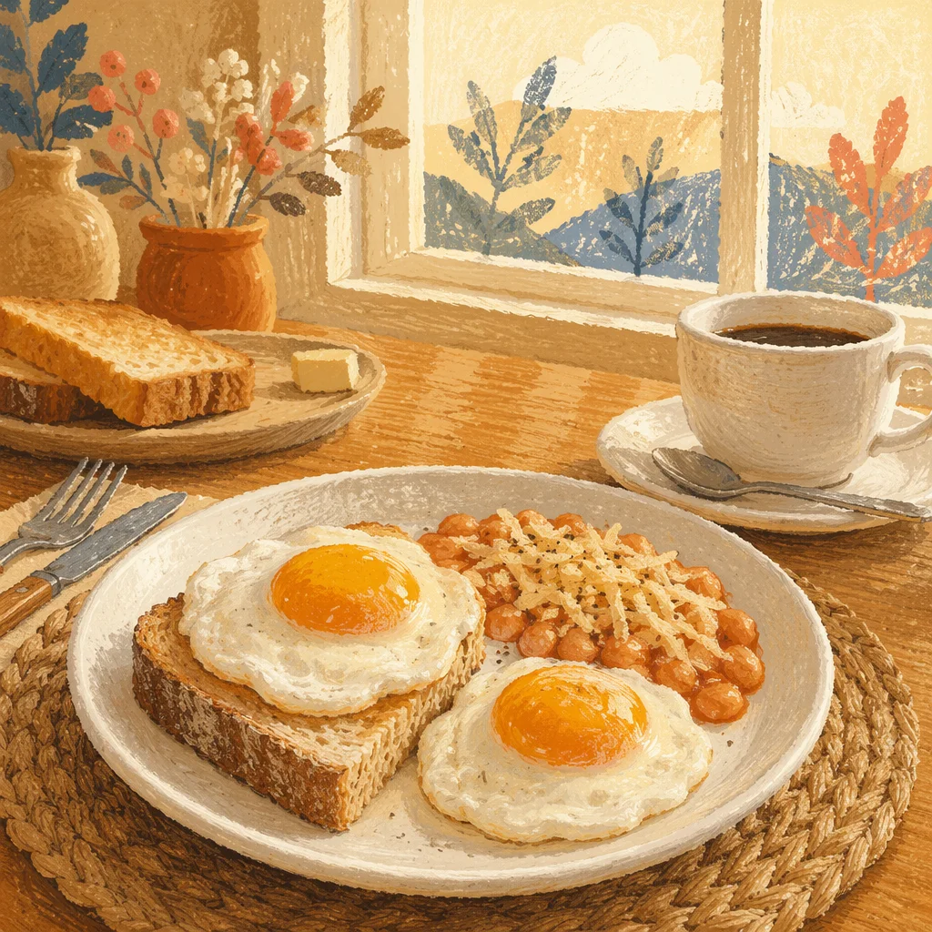 Cozy Morning Eggs Toast and Coffee