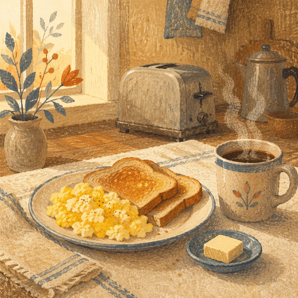 Quiet Morning Breakfast with Coffee and Toast