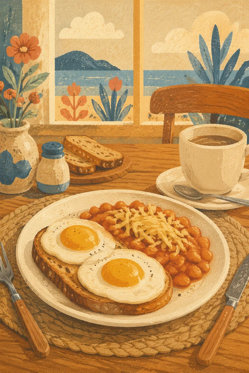 Cozy Morning Breakfast with Eggs and Coffee