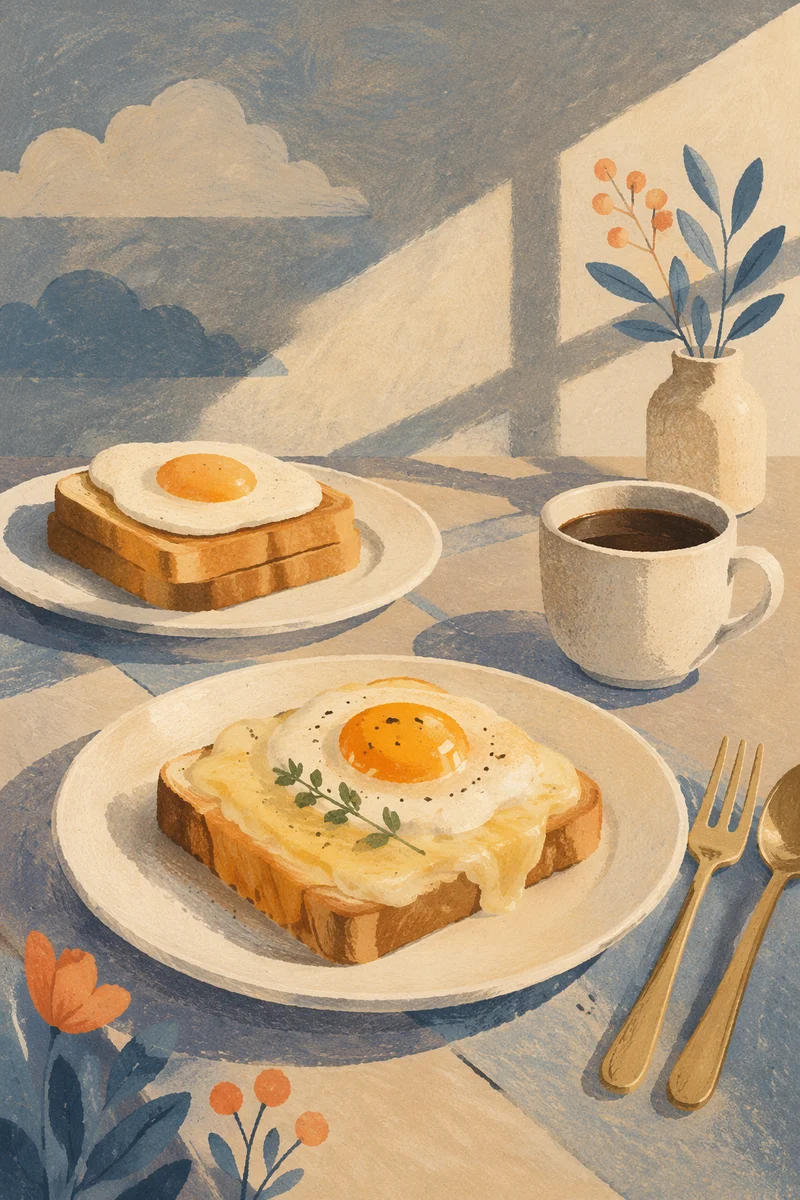 Sunny Breakfast Table With Eggs and Coffee