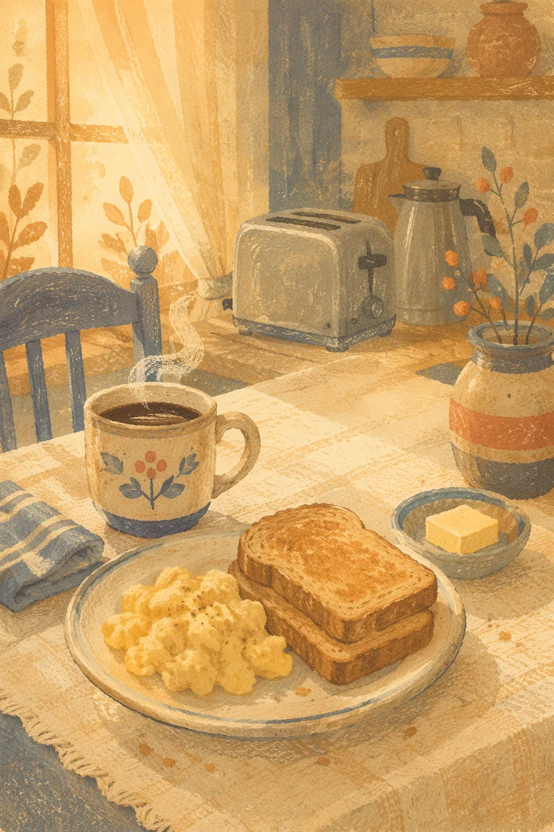 Warm Morning Breakfast with Coffee and Toast