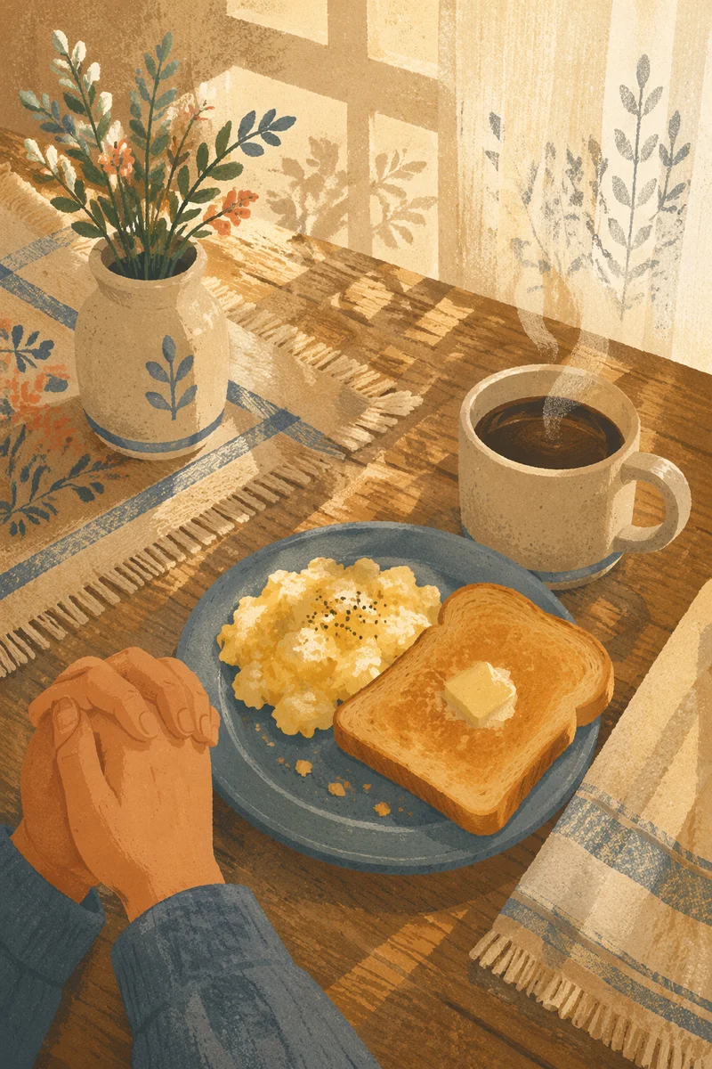 Grateful Morning Breakfast With Coffee and Prayer