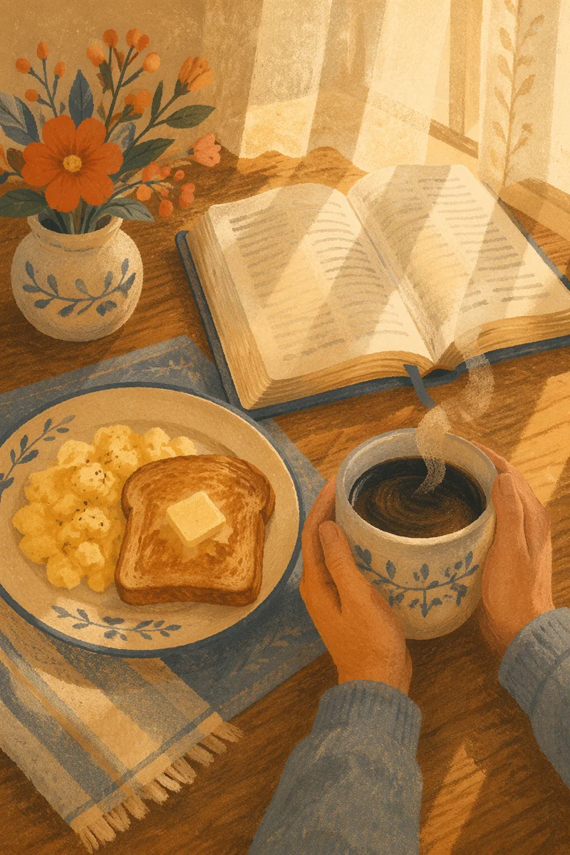 Cozy Breakfast Table with Coffee and Toast