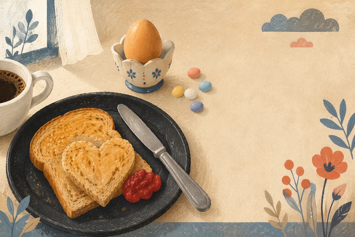 Cozy Breakfast Table with Eggs and Toast