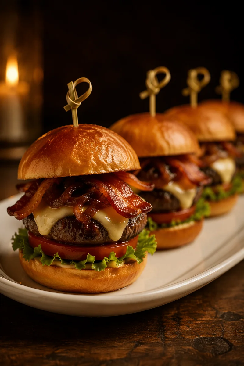 Gourmet Mini Burgers in Cozy Restaurant
