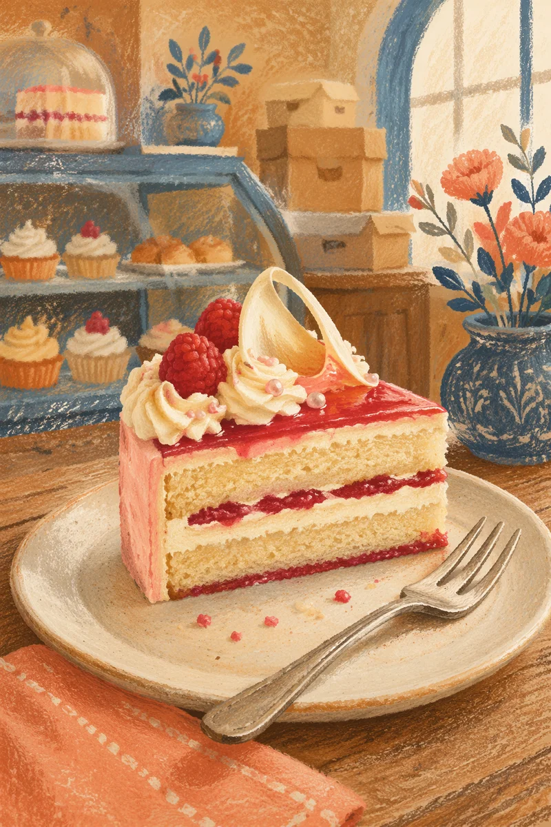 Elegant Raspberry Layer Cake Slice