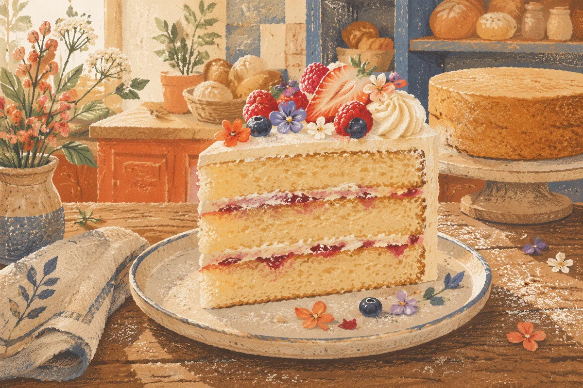 Vanilla Celebration Cake Slice with Berries