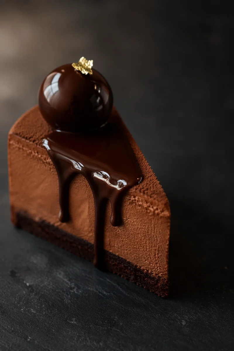 Elegant Chocolate Mousse Cake Slice