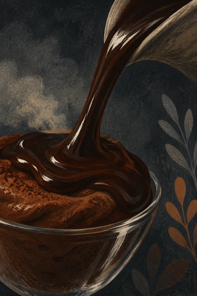 Glossy Dark Chocolate Dessert Close Up
