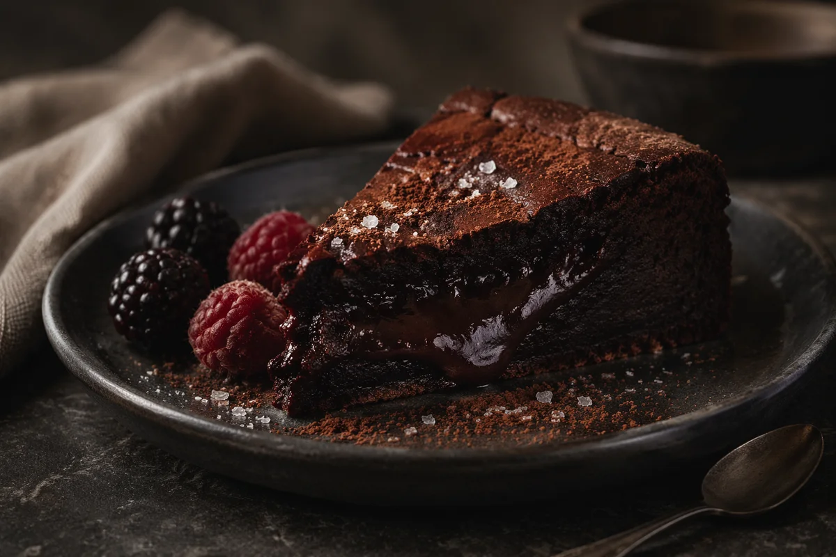 Moody Dark Chocolate Torte Close-Up
