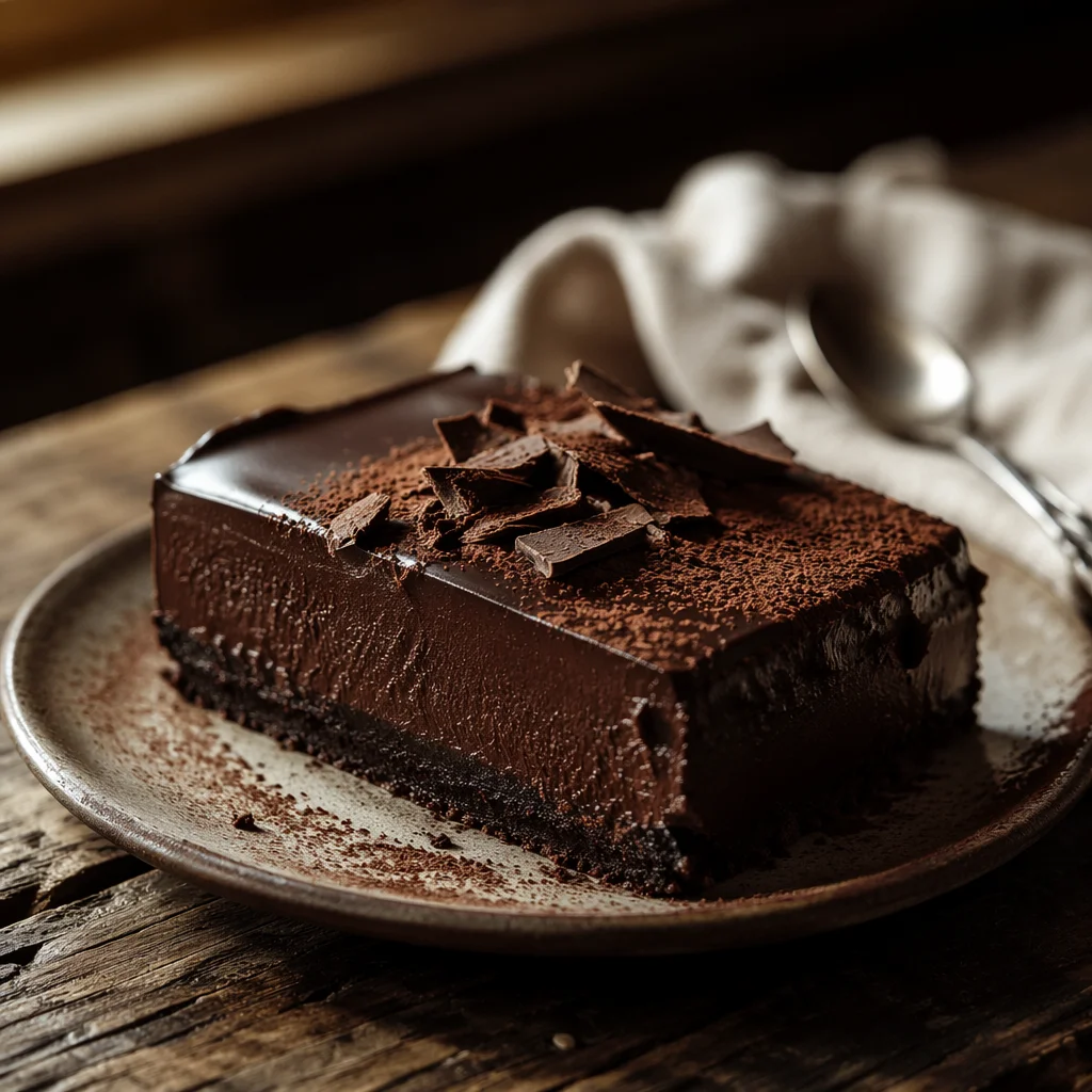 Rich Chocolate Dessert with Warm Kitchen Light