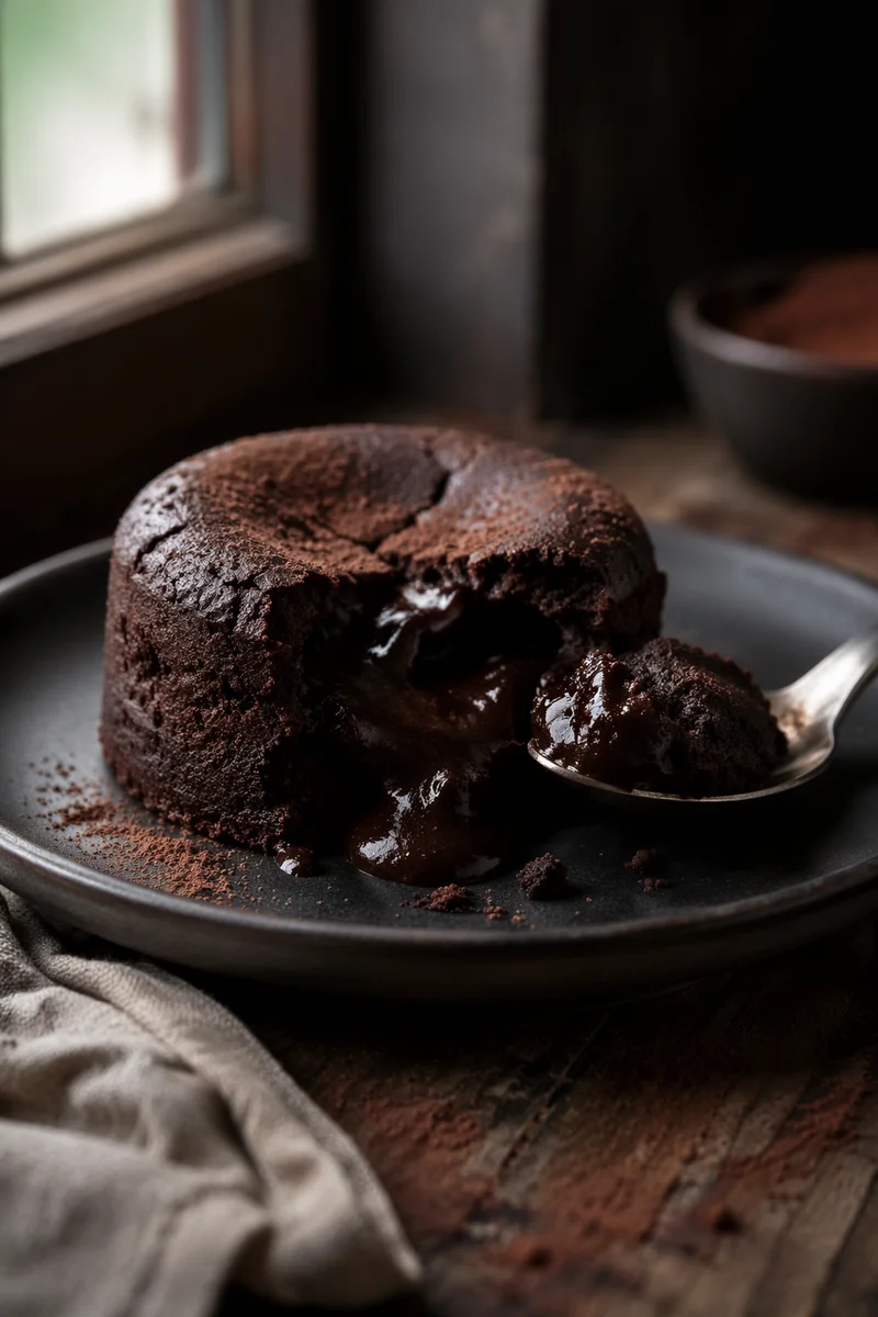 Rich Molten Chocolate Dessert Close Up