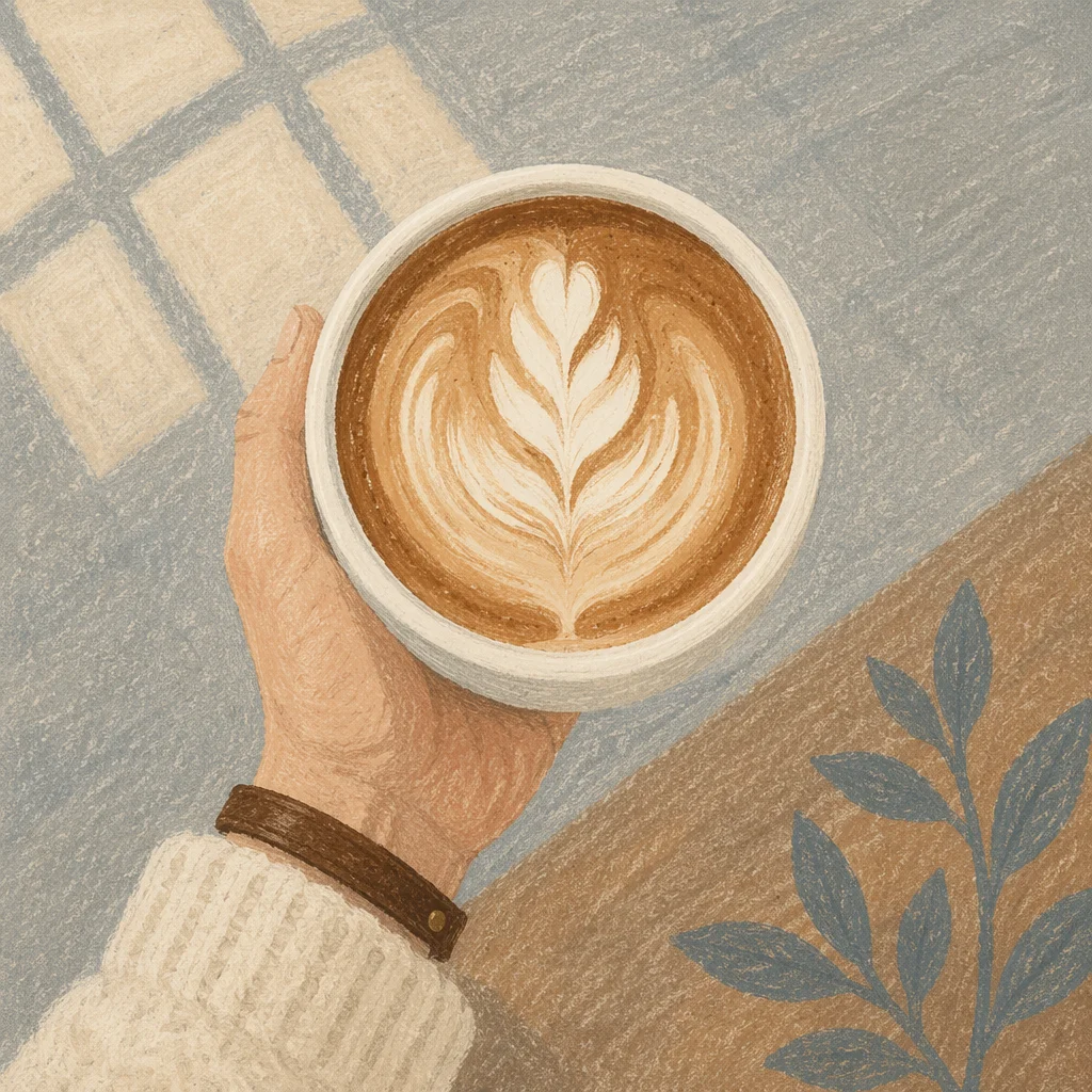 Morning Latte Cup with Leaf Art