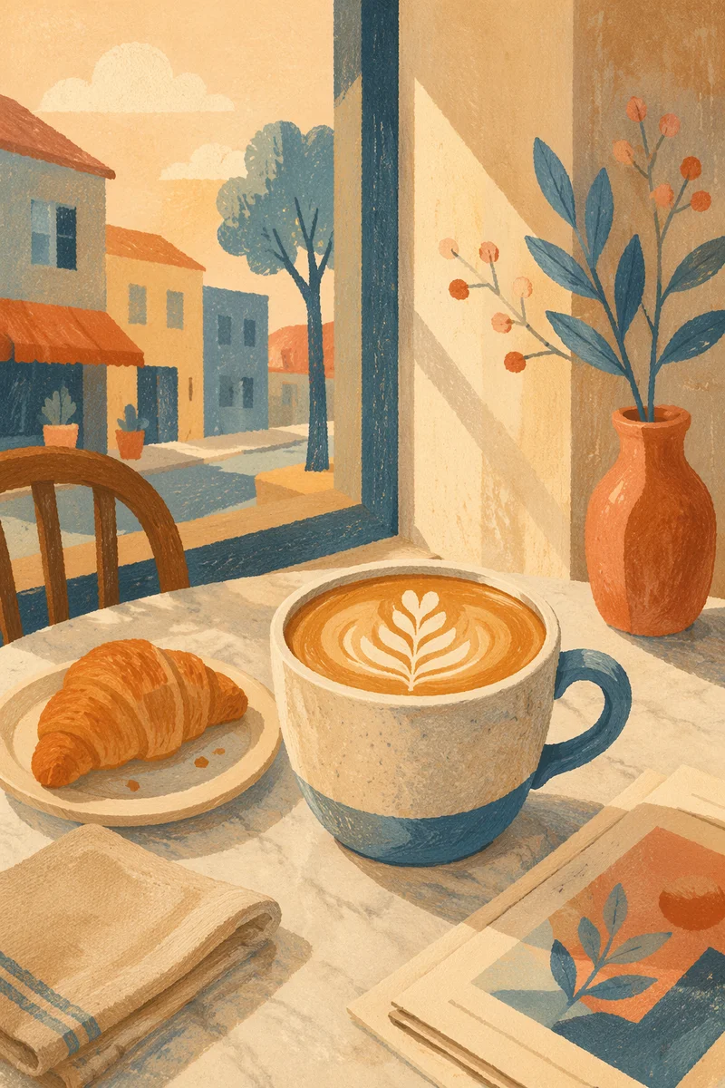 Morning Latte Art in Cozy Cafe